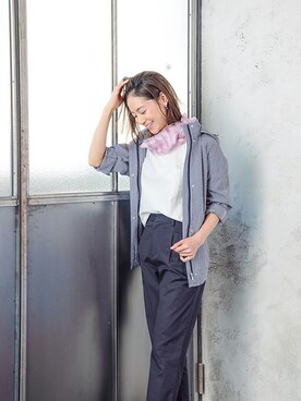「BBQ」｜「アイテム（ブルゾン）」を使った、CROSSPLUSさん（レディース・162cm）の春コーディネート