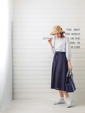 「Petit Honfleur（プチオンフルール）のアイテム」を使った、CROSSPLUSさん（レディース・168cm）の春コーディネート