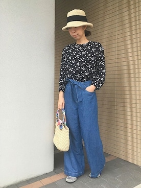 「Petit Honfleur（プチオンフルール）のアイテム」を使った、CROSSPLUSさん（レディース・160cm）の夏コーディネート