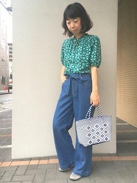 「Petit Honfleur（プチオンフルール）のアイテム」を使った、CROSSPLUSさん（レディース・160cm）の夏コーディネート