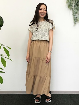 「Petit Honfleur（プチオンフルール）のアイテム」を使った、CROSSPLUSさん（レディース・167cm）の夏コーディネート