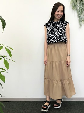 「Petit Honfleur（プチオンフルール）のアイテム」を使った、CROSSPLUSさん（レディース・167cm）の夏コーディネート