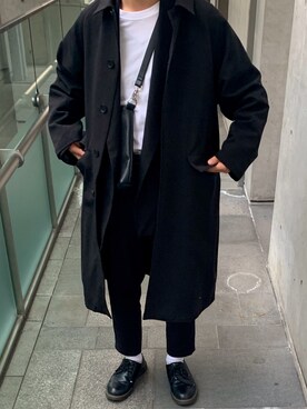 「アイテム（ステンカラーコート）」を使った、ユウさん（メンズ・166cm・20代）の冬コーディネート