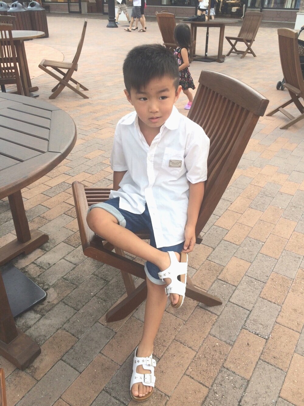 「ドルガバ、ZARA KIDS、男の子コーデ、kidsfashion、KIDSｺｰﾃﾞ、boy」｜「D&G JUNIORのアイテム（シャツ/ブラウス、ホワイト系）」を使った、rai91xxさん（キッズ・122cm）の春コーディネートの1枚目の写真