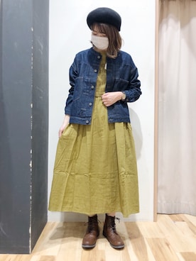 「新作」｜「アイテム（デニムジャケット）」を使った、あいりさん（レディース・162cm）の秋コーディネート