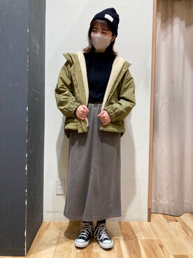 「Samansa Mos2 blue（サマンサモスモスブルー）のアイテム（ニットキャップ/ビーニー）」を使った、あいりさん（レディース・162cm）の秋コーディネート