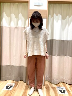 「Samansa Mos2 blue（サマンサモスモスブルー）のアイテム（パンツ、オレンジ系）」を使った、あいりさん（レディース・162cm）の春コーディネート