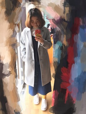 「Honeys（ハニーズ）のアイテム（ダッフルコート）」を使った、箫雨_霁さん（レディース・155cm）の春コーディネート