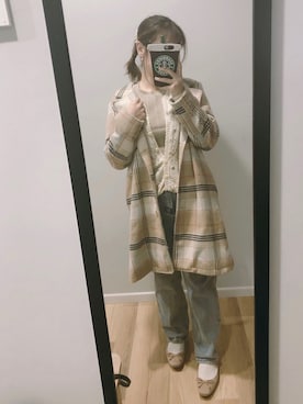 「NICE CLAUP（ナイスクラップ）のアイテム（ダッフルコート）」を使った、箫雨_霁さん（レディース・155cm）の春コーディネート