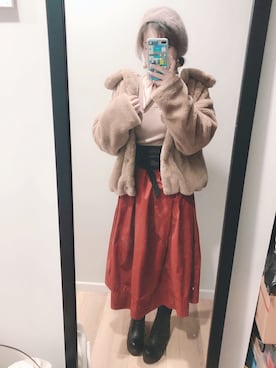 「NICE CLAUP（ナイスクラップ）のアイテム（ブルゾン）」を使った、箫雨_霁さん（レディース・155cm）の秋コーディネート