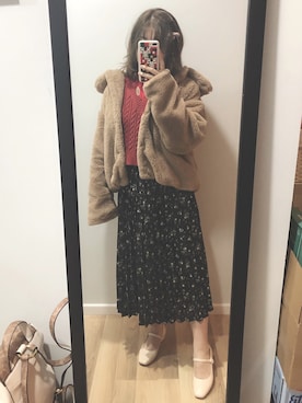「NICE CLAUP（ナイスクラップ）のアイテム（ブルゾン）」を使った、箫雨_霁さん（レディース・155cm）の冬コーディネート