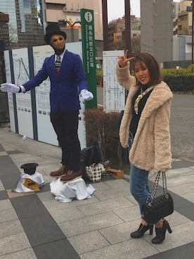 「travel」｜「アイテム（その他アウター）」を使った、Riさん（レディース・160cm）の秋コーディネート