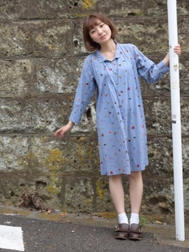 「LACOSTE」｜「アイテム（シャツワンピース）」を使った、ぺさん（レディース・157cm）の夏コーディネート
