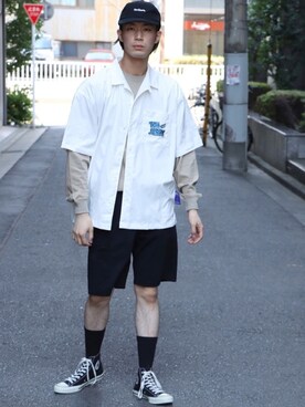 「B ONE SOUL（ビーワンソウル）のアイテム」を使った、CHIHIROさん（メンズ・177cm）の夏コーディネート