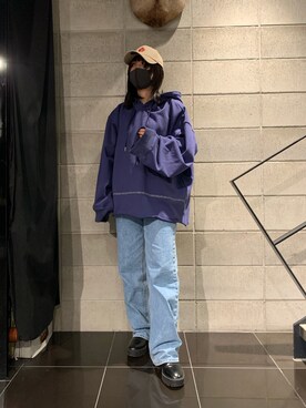 「KaneZ（ケインズ）のアイテム（キャップ）」を使った、ゆうさん（レディース・157cm）の冬コーディネート