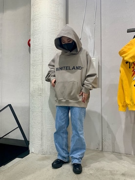 「WHITELAND（ホワイトランド）のWHITELAND/ホワイトランド/プリントパーカー（パーカー）」を使った、ゆうさん（レディース・157cm）の春コーディネート