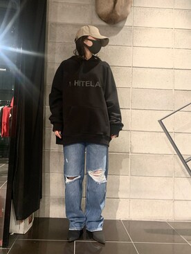 「KaneZ（ケインズ）のアイテム（キャップ）」を使った、ゆうさん（レディース・157cm）の春コーディネート