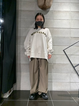 「WHITELAND（ホワイトランド）のアイテム（スウェット）」を使った、ゆうさん（レディース・157cm）の春コーディネート