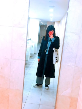 「水色」｜「アイテム（チェスターコート）」を使った、☀️さん（レディース・165cm）の冬コーディネート