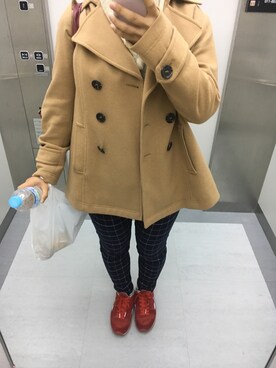 「大学生」｜「アイテム（ピーコート）」を使った、ゆうさん（レディース・155cm）の冬コーディネート