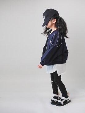「日系极简」｜「アイテム（ブルゾン）」を使った、柠小檬さん（キッズ・120cm）の夏コーディネート