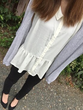 「HusHusH（ハッシュアッシュ）のアイテム（カーディガン/ボレロ、グレー系）」を使った、みーさんさん（レディース・161cm）の夏コーディネート