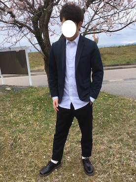 「Banana Republic（バナナリパブリック）のアイテム（テーラードジャケット）」を使った、優樹さん（メンズ・179cm）の春コーディネート