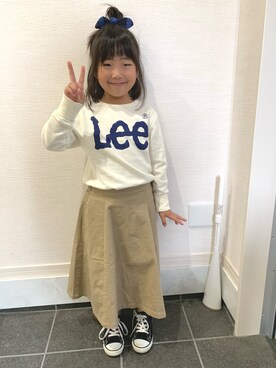 「Lee（リー）のアイテム（スウェット）」を使った、miriiさん（キッズ・120cm）の秋コーディネート