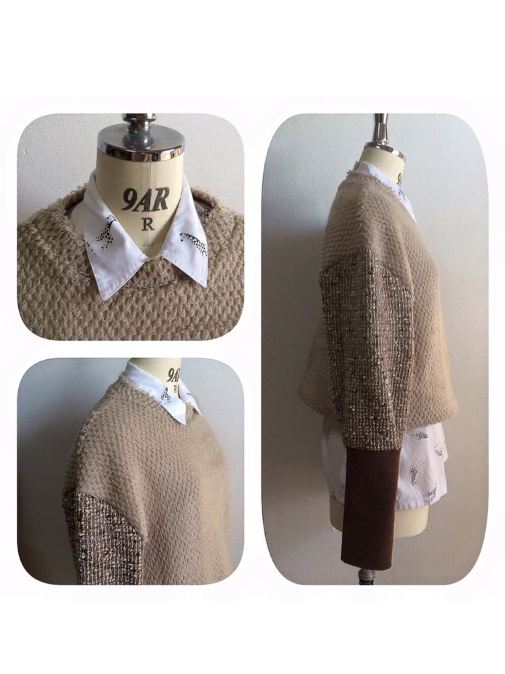 「ニット、handmade、ハンドメイド、okayuri」｜「Handmadeのアイテム（ニット/セーター、ベージュ系）」を使った、Oｋａｙｕさん（レディース・172cm）の春コーディネートの1枚目の写真