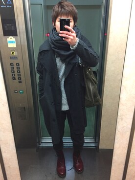 「AZUL by moussy（アズールバイマウジー）のアイテム（トレンチコート）」を使った、NEOghostsssさん（メンズ・178cm）の冬コーディネート