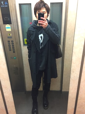 「AZUL by moussy（アズールバイマウジー）のアイテム（トレンチコート）」を使った、NEOghostsssさん（メンズ・178cm）の冬コーディネート