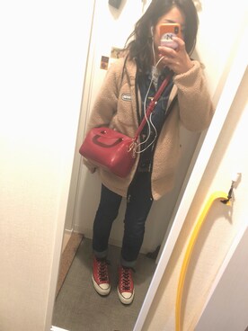 「MINIMUM（ミニマム）のアイテム（バッグ）」を使った、Aさん（レディース・155cm）の冬コーディネート