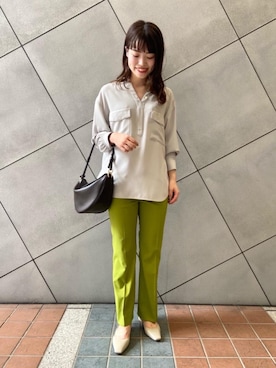 「green label relaxing（グリーンレーベルリラクシング）の＜Et/clo(エックロ)＞ クロワッサン 3WAY ショルダー ハンド バッグ（ショルダーバッグ、ブラウン系）」を使った、ua80826kyさん（レディース・160cm）の夏コーディネート