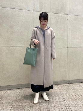 「green label relaxing（グリーンレーベルリラクシング）の【本田翼さん着用】＜Oggi×green label relaxing＞[7days]スクエア ショートブーツ(5.5cmヒール) -撥水-（ブーツ、ホワイト系）」を使った、ua80826kyさん（レディース・160cm）の秋コーディネート
