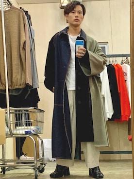 「アイテム（ステンカラーコート）」を使った、快晴さん（メンズ・168cm・20代）の秋コーディネート