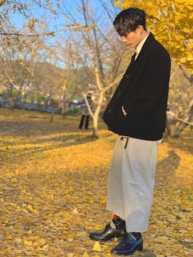 「山内（ヤマウチ）のアイテム」を使った、快晴さん（メンズ・168cm）の冬コーディネート