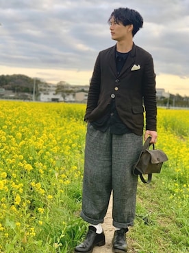 「m.a+（エムエークロス）のアイテム」を使った、快晴さん（メンズ・168cm）の春コーディネート