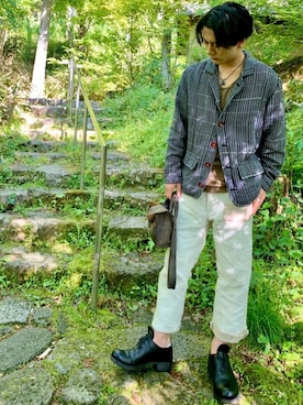 「m.a+（エムエークロス）のアイテム」を使った、快晴さん（メンズ・168cm）の春コーディネート