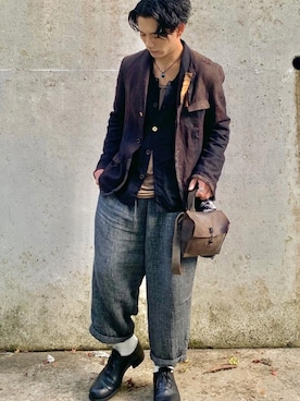 「m.a+（エムエークロス）のアイテム」を使った、快晴さん（メンズ・164cm）の秋コーディネート