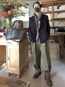 「Saint Laurent（サンローラン）のアイテム（ジャケット/アウター）」を使った、快晴さん（メンズ・168cm）の秋コーディネート