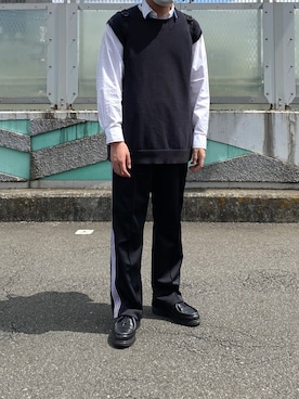「Graphpaper（グラフペーパー）のアイテム（ベスト）」を使った、レインさん（メンズ・174cm）の春コーディネート