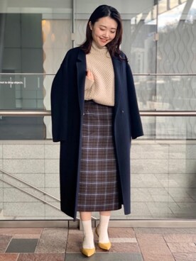 「一押しのアウタースタイル」｜「アイテム（チェスターコート）」を使った、ando_yさん（レディース・157cm）の冬コーディネート