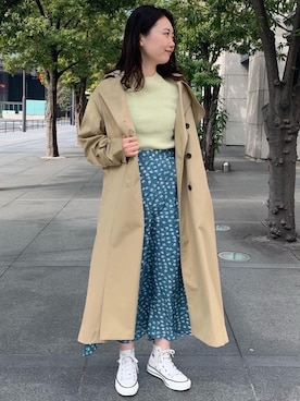 「green label relaxing（グリーンレーベルリラクシング）のアイテム（トレンチコート）」を使った、ando_yさん（レディース・157cm）の冬コーディネート