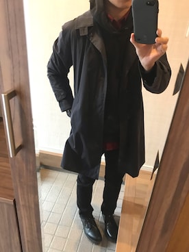 「アイテム（ステンカラーコート）」を使った、narryさん（メンズ・173cm・30代）の冬コーディネート