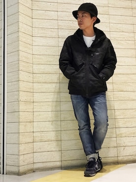 「TYPE BLUE（タイプブルー）のアイテム（パンツ）」を使った、Unoさん（メンズ・163cm）の冬コーディネート