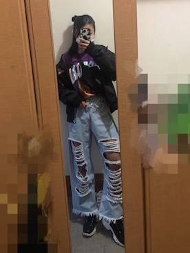 「古着女子」｜「アイテム（財布/小物）」を使った、のあさん（レディース・168cm）の冬コーディネート