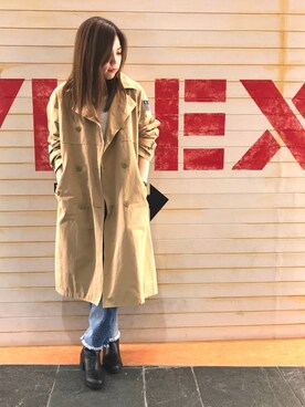 「AVIREX（アヴィレックス）のアイテム（トレンチコート）」を使った、akaneさん（レディース・160cm）の春コーディネート