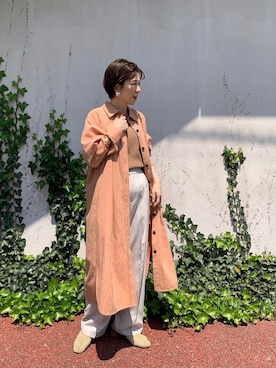 「A part by（アパートバイ）のアイテム（シャツワンピース）」を使った、nakaさん（レディース・155cm）の春コーディネート