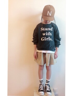 「SEVENDAYS=SUNDAY（セブンデイズサンデイ）のアイテム（スカート）」を使った、Rinn’さん（キッズ・120cm）の春コーディネート