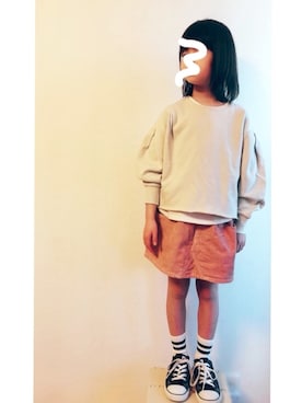 「Lee（リー）のアイテム（スカート）」を使った、Rinn’さん（キッズ・120cm）の春コーディネート
